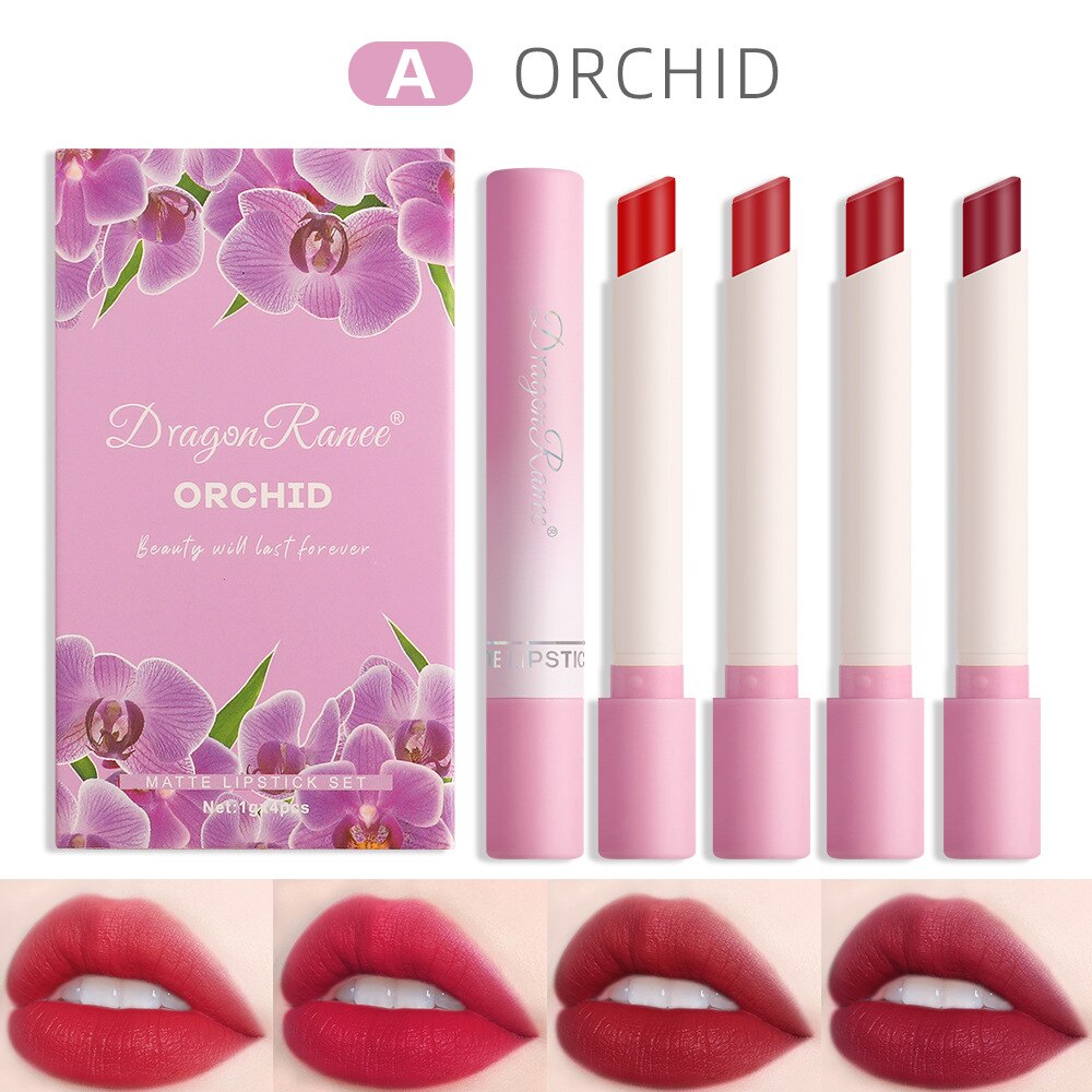 4Pcs Liquid Lipstick Set Matte Sex Lip Gloss Velvet Non-stick Lip Glaze Moisturising Lasting Lip Makeup Cosmetics For Women