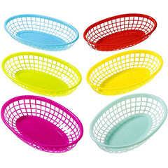 6 Pcs Colored Plastic Fruit Basket Desktop Storage Basket Vegetable Fries Hot Dog Snack Plate Burger Basket