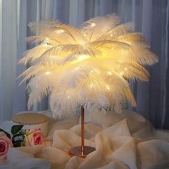 Yickyue LED Feather Light Fairy Table Lamp Adjustable Warm White Table Lamp Night Light For Home Decor Desktop