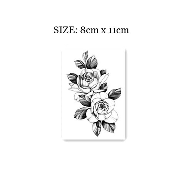 Waterproof Temporary Tattoo Sticker Black Sketch Flower Design Body Art Fake Tattoo Flash Tattoo Wrist Female Male