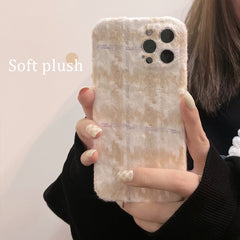 Flannel warm Plush Houndstooth shockproof phone case for iphone 13 mini 11 12 pro max 7 8 plus x xr xsmax back cover shell