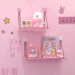 Pink wall shelf decoration frame bedroom living room wooden storage rack / wall-mounted shelf bracket shelf organizer