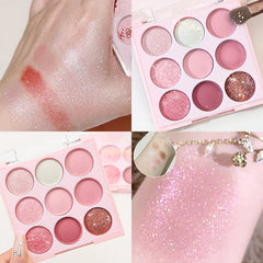 YICKYUE  -  Ice Cream Eyeshadow Palette Glitter Rose Aegyosal Blush Oat Milk Tea Purple Eye Shadows Cool Tone Korean Makeup Women Cosmetics