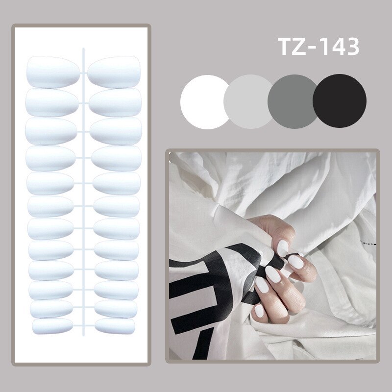 24pcs Reusable False Nail Artificial Tips Full Cover Decorated Short Round Press on Nails Art Fake Nail Without Box