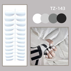 24pcs Reusable False Nail Artificial Tips Full Cover Decorated Short Round Press on Nails Art Fake Nail Without Box