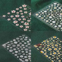 Charm Flower Christmas Nail Stickers Decal Letter Acrylic Engraved Manicure Nail Art 3D Relief Daisy DIY Transfer Nail Decor