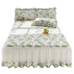 Yickyue Korean version of the cotton quilted bed skirt one-piece non-slip princess bed cover cotton thickened bed sheet skirt type
