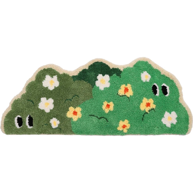 YICKYUE  -  Cartoon Shrub Grass Tufted Carpet Living Room Bedroom Ins Girl Bedside Mat irregular Shaped Bathroom Absorbent Non-slip Foot Mat