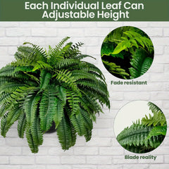 YICKYUE  -  2 Packs of Uv-Resistant 42-Inch Artificial Boston Ferns with 38 Leaves - Realistic Fake Ferns Suitable for Home, Office, Garden Decoration, And Gatherings - Fabric Imitation Indoor/Outdoor Greenery.