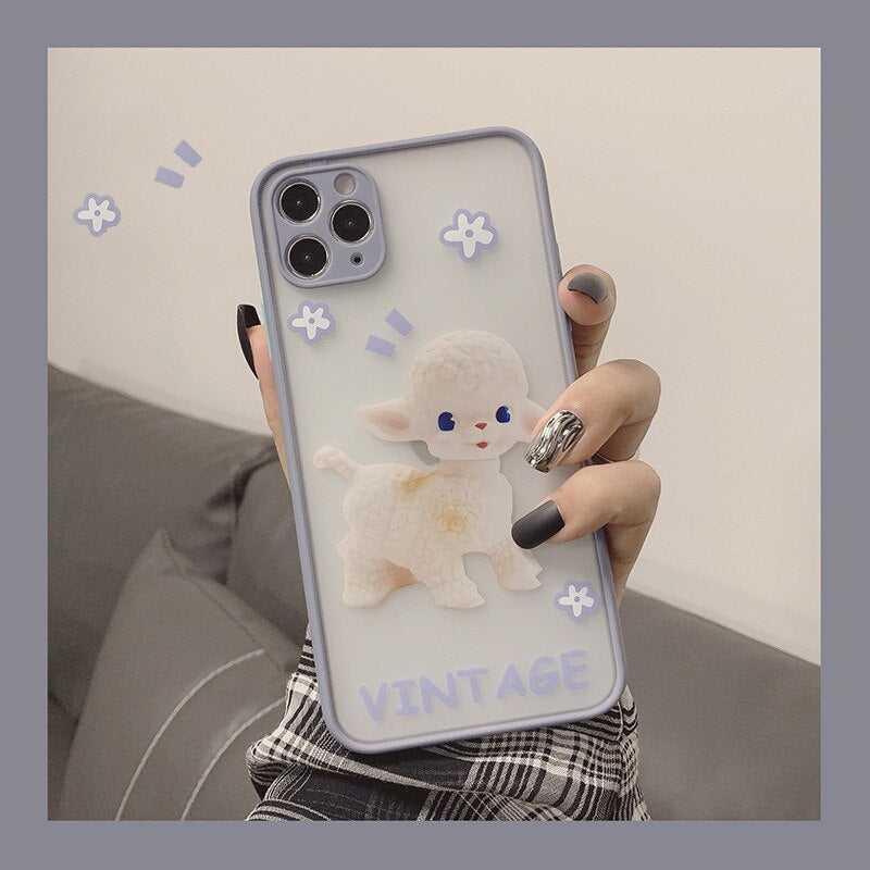 vintage sheep cartoon phone case for iphone 11 Pro Max 7 8 plus case cute silicone hard for iphone XR XS MAX 7 8 Plus cover capa