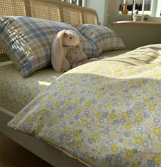 Yickyue -  Fresh pastoral flower bedding set,twin full queen king yellow blue floral cotton home textile bed sheet pillow case quilt cover