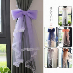 Yickyue Simple Modern Sheer Gauze Bowknot Curtain Buckle Straps Curtain Holders Tieback Clip Home Bedroom Curtain Accessories Decor