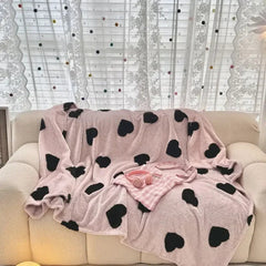 YICKYUE  -  Love Heart Soft Throw Blanket Premium Silky Flannel Fleece 3D Jacquard Decorative Fuzzy Blankets, for Women and Girls Bedroom