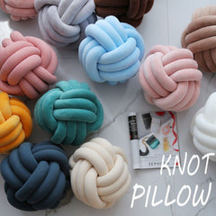 Soft Knot Pillow Hand Woven Cushion Throw Pillow Round Knot Pillow Solid Bed Stuffed Pillow Cushion Ball Plush Pillow Home Decor