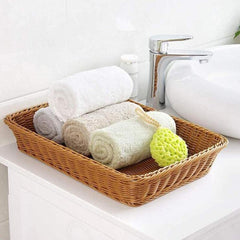 Hand-woven Basket Organizers Breadbasket Rangement Organisation Rattan Picnic Basket Storage Box Fruit Basket Imitation Rattan