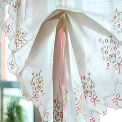 YICKYUE  -  Free Shipping Voile Drapes Draw Lifting Curtains Balloon Romantic Shades Finished Fan Ribbon Short Blinds Purdah Valance Wedding