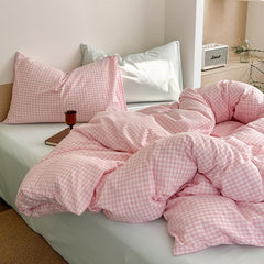 YICKYUE  -  Korean Mint Dot Washed Cotton 4-Piece Bedding Set
