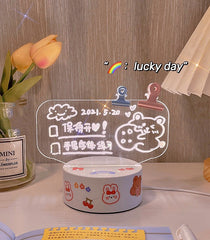 W&G Ins Night Light Bedroom Decoration Sleep Light Cute Girl Heart Desktop Atmosphere Light Marker Message Board Home Decor