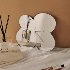 Yickyue CuteLife Ins Flower Mirror Acrylic Wall Clock Modern Design Home Decoration Kitchen Clock Bedroom Industrial Digital Table Clock