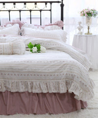 Yickyue  -  Romantic fairyfair french floral bedding set,sweet flower full queen king cotton home textile bedspread pillow case quilt cover