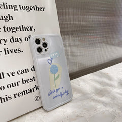 Ins Blue Rose flower jane love soft silicone phone case for iphone x xr xs max 8 7 plus 12 11 pro max mini clear cover conque
