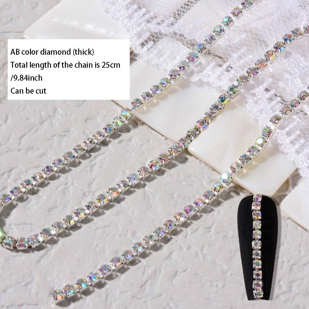 Pearl Claw Chain Nail Rhinestone Decorations Metal Silver Diamond Pearl Chain Can Be Cut DIY Charm 3D Nail Art Nail Jewelry 2022