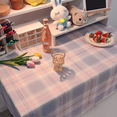 Ins Table Cloth 200cm Plaid Desk Cloth Tea Table Cloth Writing Desk Mat Students Dining Tablecloth Dinning Table Decoration