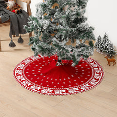 YICKYUE  -  Creative Christmas Atmosphere Tree Skirt Snowflake Deer Knitted Christmas Tree Apron Christmas Tree Skirt Decorations Props