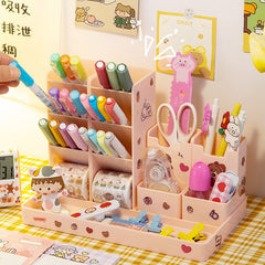 Lnclined Pen Holder Creative Multifunctional Children's Female Pen Holder Desk Large Capacity Stationery Storage Box For Pupils