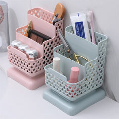 1pc Desktop Hollow Storage Rack Kawaii Plastic Waterproof Multi-layer Stationery Manager Large Capacity Office Supplies Set