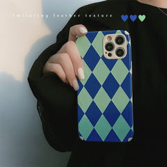 Diamond lattice soft silicone leather soft silicone phone case for iphone 7 8 plus 11 12 13 mini pro max xsmax x xr shockproof