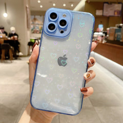 Love Heart Laser Clear Phone Case For iPhone 11 12 13 Pro Max 13 Mini X XR 7 8 Plus 13 Pro 6 6S SE 2 Soft Bumper Lens Protection