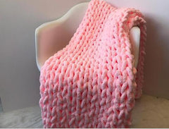 TONGDI Soft Warm Large Handmade Knitted Coarse Woolen Blanket Pretty Gift For Winter Bed Sofa Girl All Season Sleeping Bag