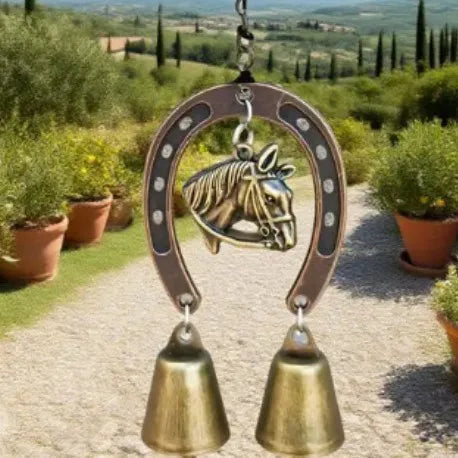 Retro Country Style Horseshoe Wind Chime Home Decor Items Lucky Pony Bell Pendant Room Decoration New Year Atmosphere Decoration