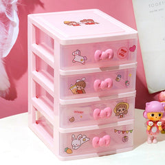 Yickyue Pink Storage Box Cute Shelf Desk Drawer  Desk Small Box Cosmetics Stationery Set Sundries Desktop Organizer Office Supplies