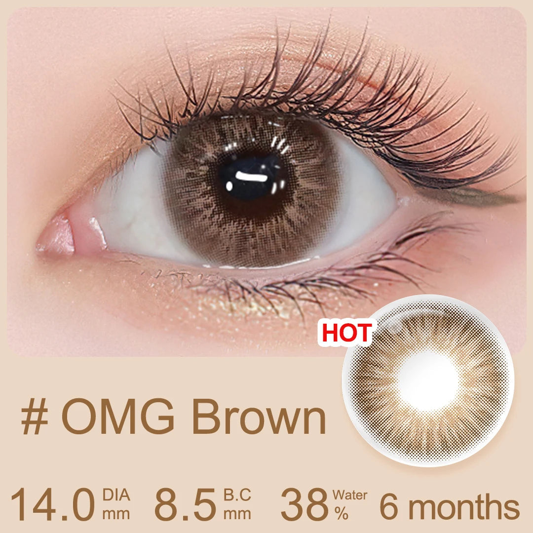 YICKYUE  OMG & Supersize Color Contact Lenses 14.0/14.5mm 6 Months Brown Lenses Gray Pupils  Black Lenses
