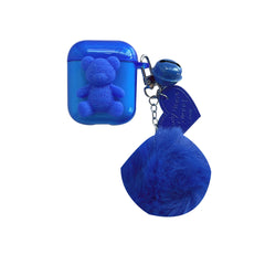 Blue smiley cartoon 3d bear earphone shell for airpod pro 1 2 case for apple airpods 3 wireless bluetooth charging box conque