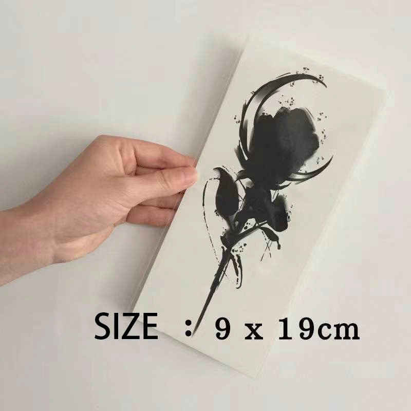Waterproof Temporary Tattoo Sticker Water Ink Black Rose Design Body Art Fake Tattoo Flash Tattoo Arm Leg Male Female