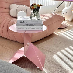 YICKYUE  -  Dopamine Pink Coffee Table Y2K Cream Style Bedside Sofa Side Table Corner Table Storage Rack Magazine Stand