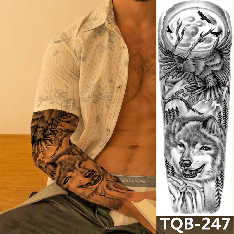 YICKYUE  -  Extra Large Temporary Tattoos Full Arm and Half Arm Tattoo Sleeves for Men Women