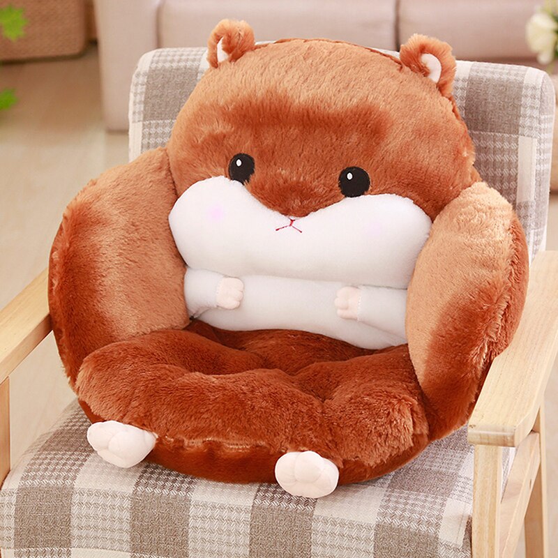 Hamster Semi-Enclosed Cushion Pain Relief Back Support Chair Cushions Plush Animals Tatami Office Seat Pad Home Decoration