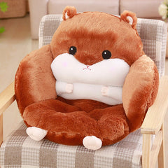 Hamster Semi-Enclosed Cushion Pain Relief Back Support Chair Cushions Plush Animals Tatami Office Seat Pad Home Decoration