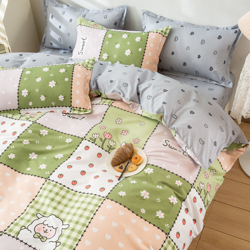 Soft Bedding Set for Boys Girls with Bed Linen Duvet Cover 150x200 Pillowcase Single Double Size Cartoon Printed Home Textile