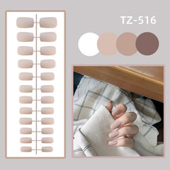 24pcs Reusable False Nail Matte Artificial Tips Full Cover Decorated Middle Square Press on Nails Art Fake Nail Without Box