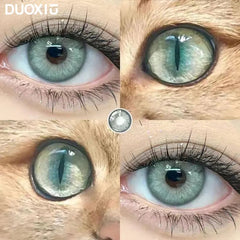 YICKYUE  -  1Pair Color Contact Lenses New Product Lan Cat Sclera Blue Green Lenses Degree Prescription -0.00 to -8.00 Beauty Pupils