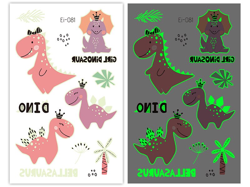 Luminous Dinosaur Waterproof Temporary Tattoo Sticker Child Luminous Fake Tattoo Sticker Arm Leg Body Art Party Tattoo Sticker