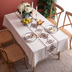 American Knot Embroidery Cotton Waterproof Dining Tablecloths