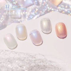 YICKYUE  -  Aurora Nail Polish 12PCS Dreamy Star River Mermaid Ji Fine Glitter Nail Shop Set Small Glitter