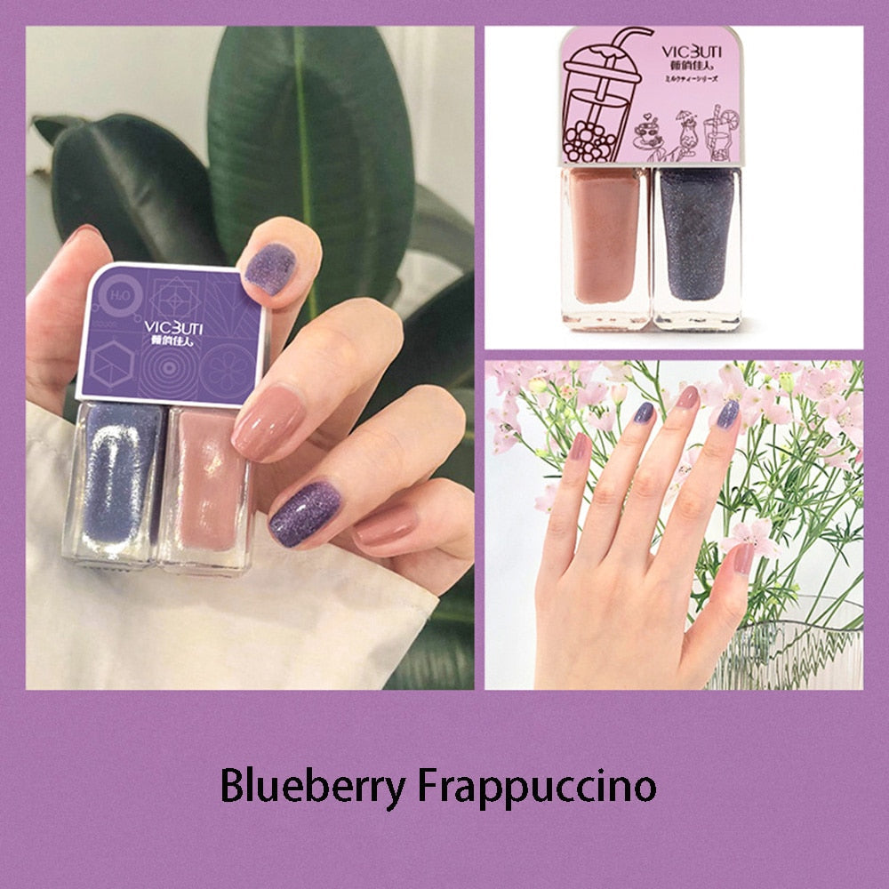Water-based Nail Polish Non-baked Quick Drying Durable Tearable Tasteless Bicolor Nail Polish Set Peel Off Normal Nail Polishes