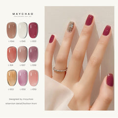 MAYCHAO 2PCS 5ml Pink Small Circular Tube Gel Nail Polish Summer Colorful Nail Lacquer Top Coat Soak Off UV Gel Art Nail Varnish
